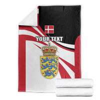 Personalized Danish coat of arms blanket folded, black and red with white shield and stripes