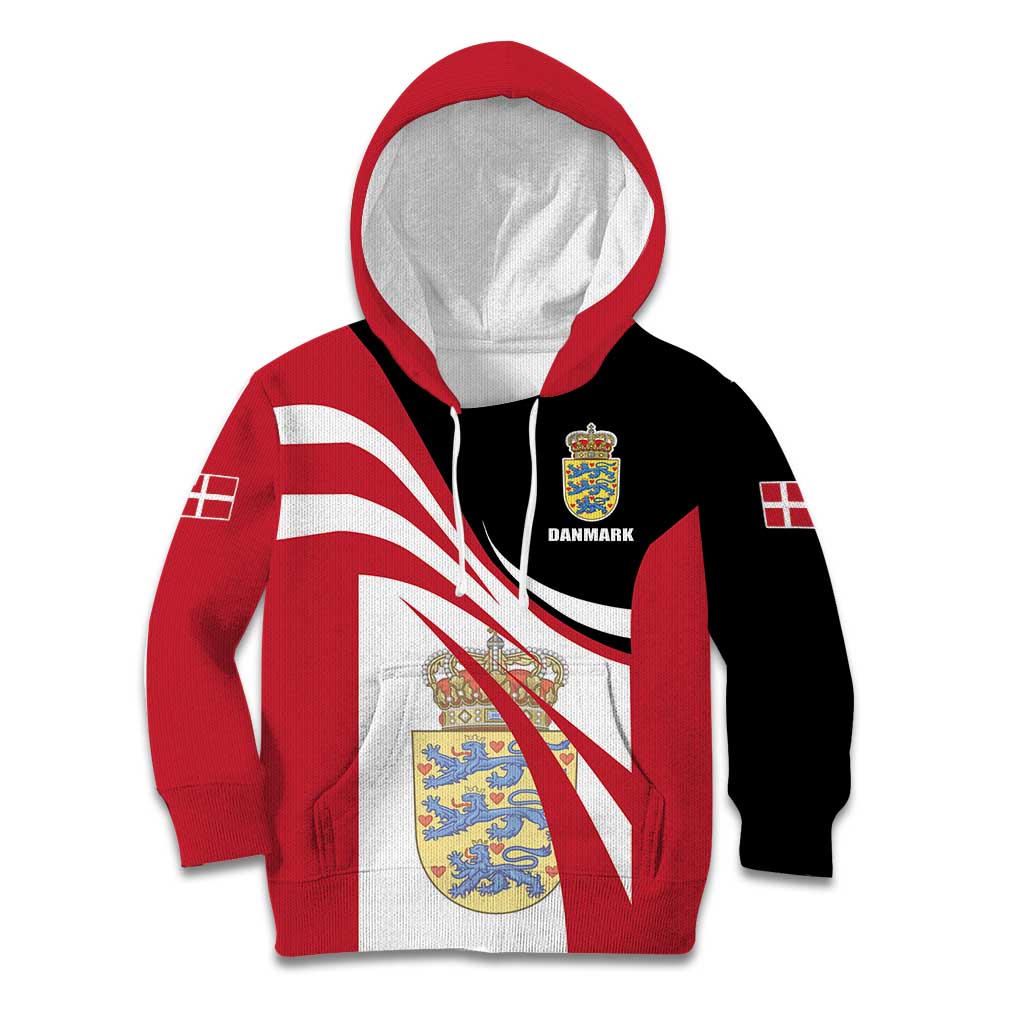 Personalized Danmark Coat of Arms Kid Hoodie Denmark Three Pale Blue Lions