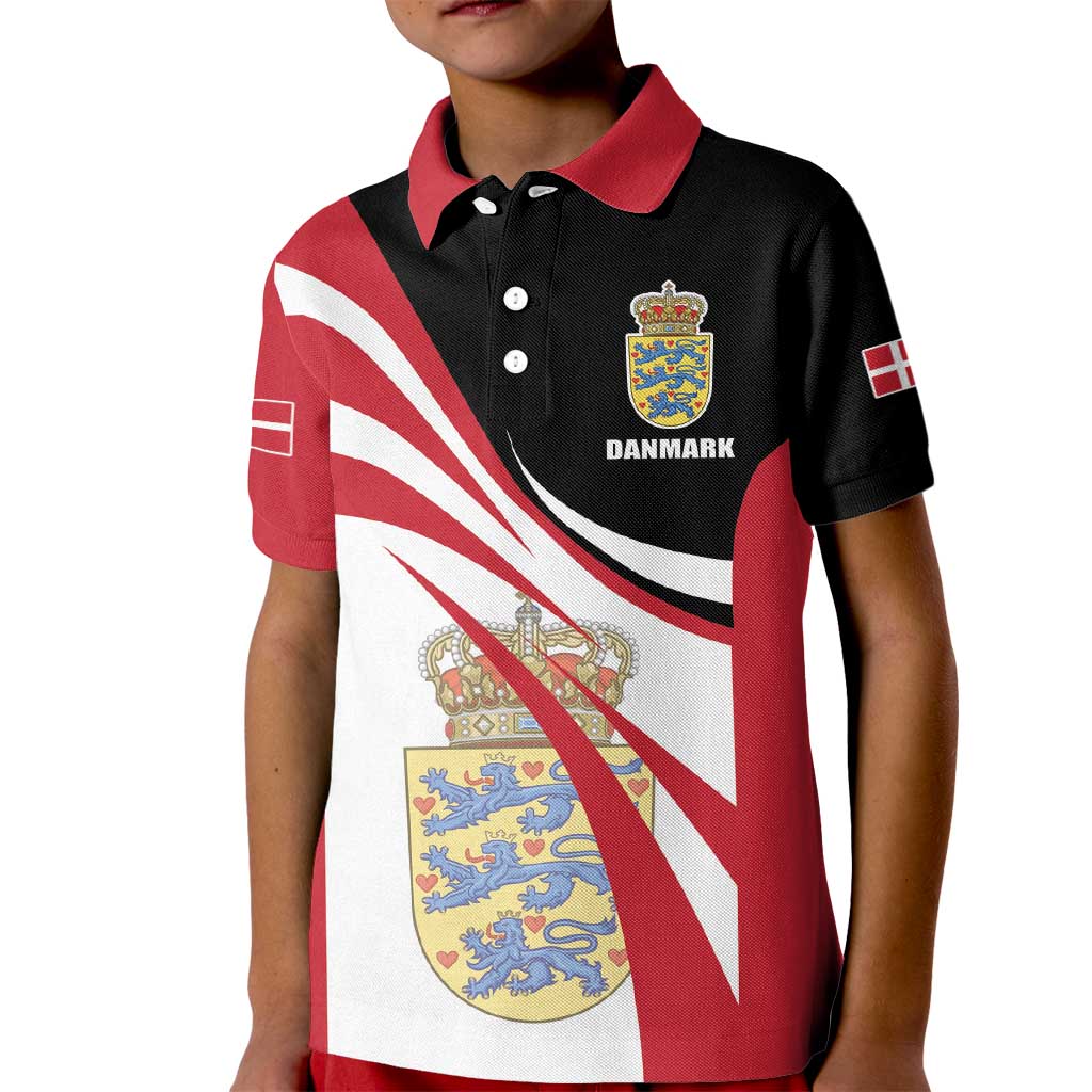 Personalized Danmark Coat of Arms Kid Polo Shirt Denmark Three Pale Blue Lions