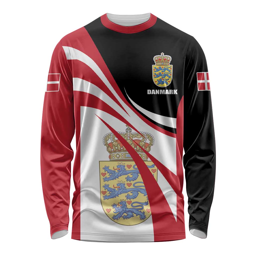 Personalized Danmark Coat of Arms Long Sleeve Shirt Denmark Three Pale Blue Lions