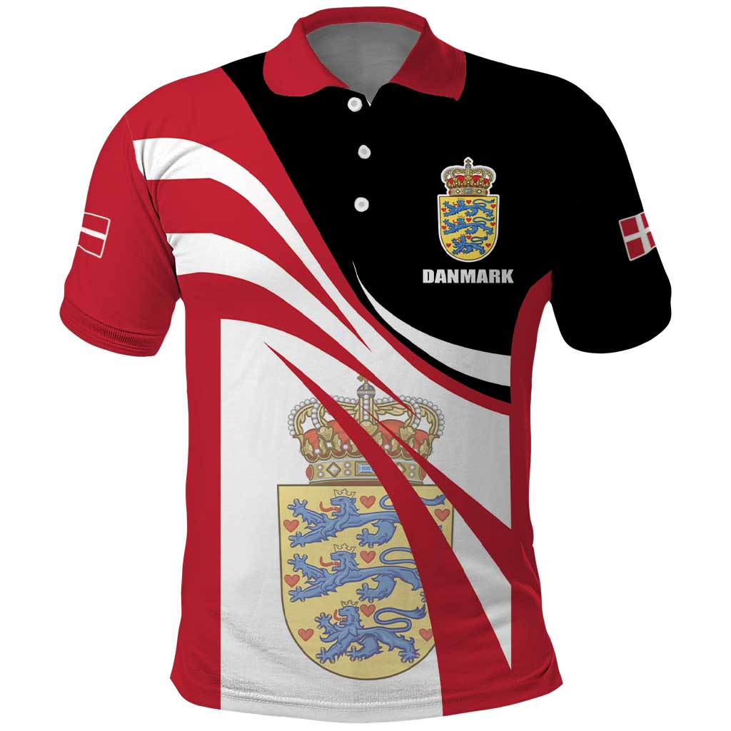 Personalized Danmark Coat of Arms Polo Shirt Denmark Three Pale Blue Lions