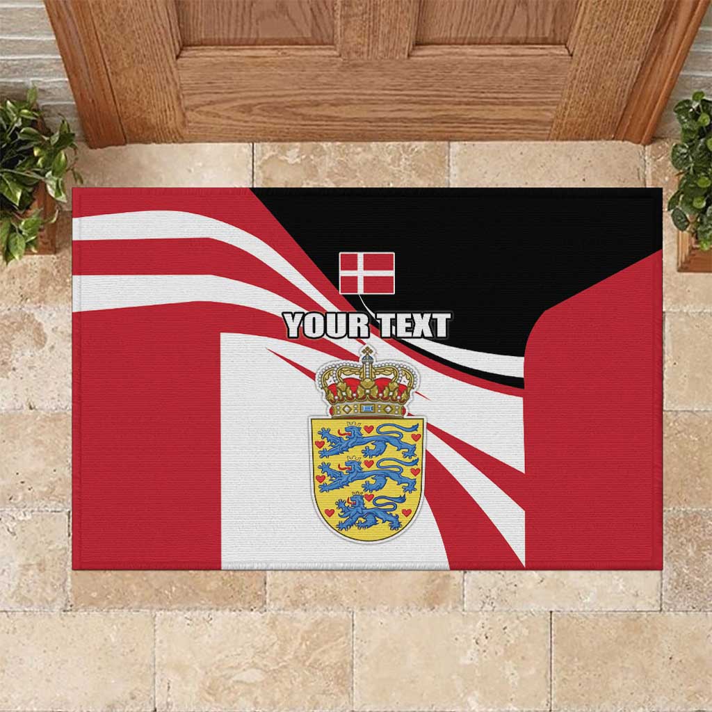 Personalized Danmark Coat of Arms Rubber Doormat Denmark Three Pale Blue Lions