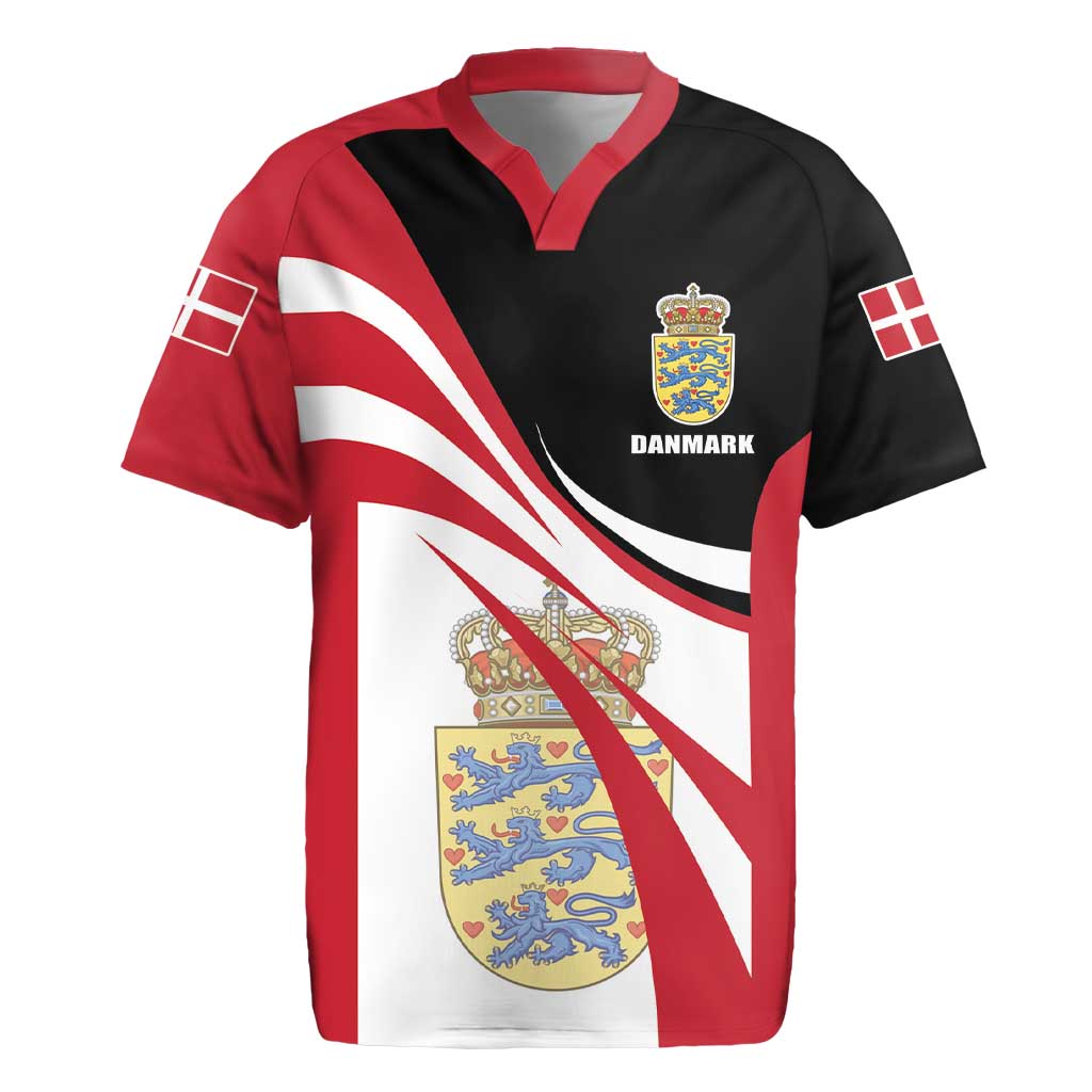 Personalized Danmark Coat of Arms Rugby Jersey Denmark Three Pale Blue Lions