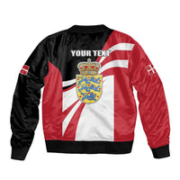 Black and red back zip bomber jacket with coat of arms crest and your text