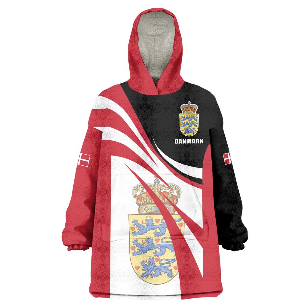 Personalized Danmark Coat of Arms Wearable Blanket Hoodie Denmark Three Pale Blue Lions