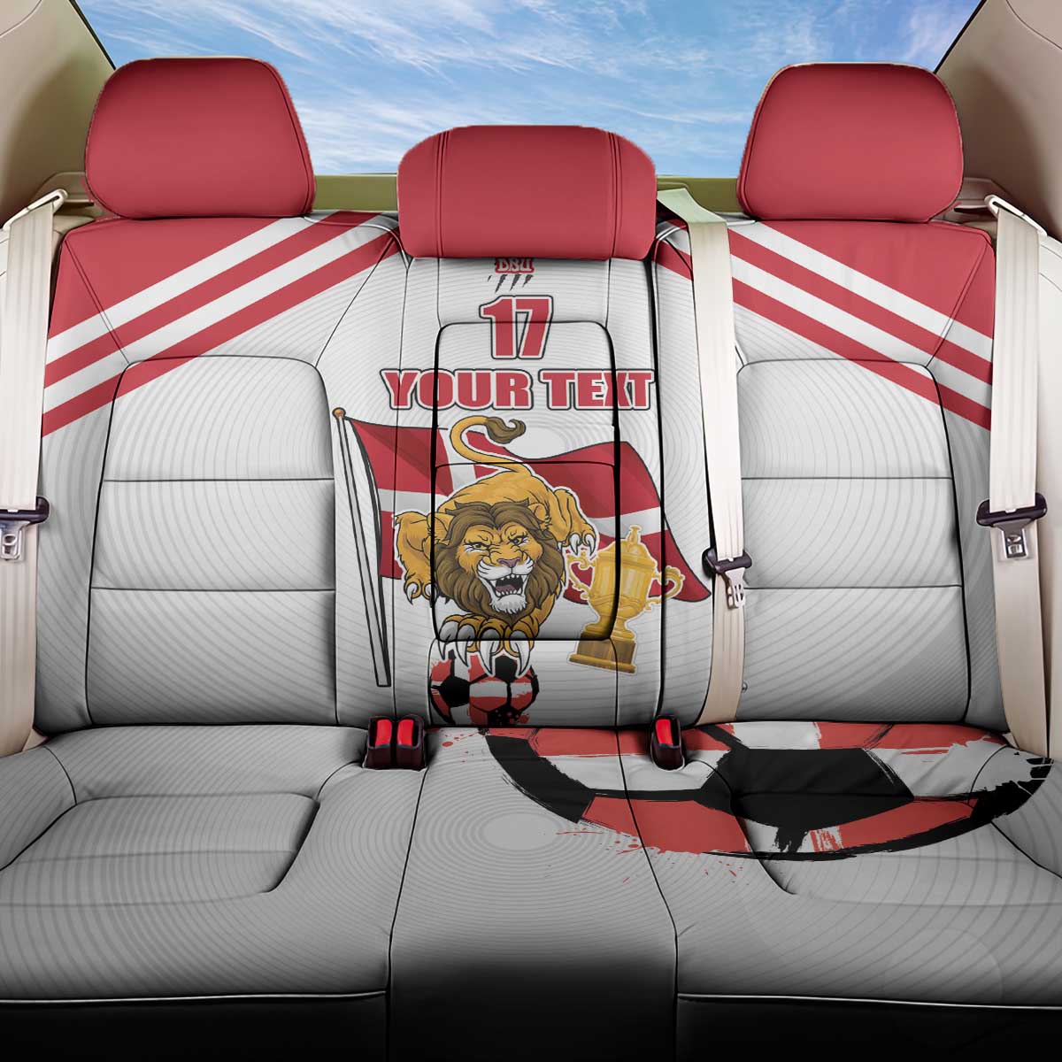 Custom Danmark Football Go Champions Back Car Seat Cover Denmark Sporty Style