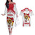 Custom Danmark Football Go Champions Couples Matching Off The Shoulder Long Sleeve Dress and Hawaiian Shirt Denmark Sporty Style