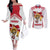 Custom Danmark Football Go Champions Couples Matching Off The Shoulder Long Sleeve Dress and Long Sleeve Button Shirt Denmark Sporty Style