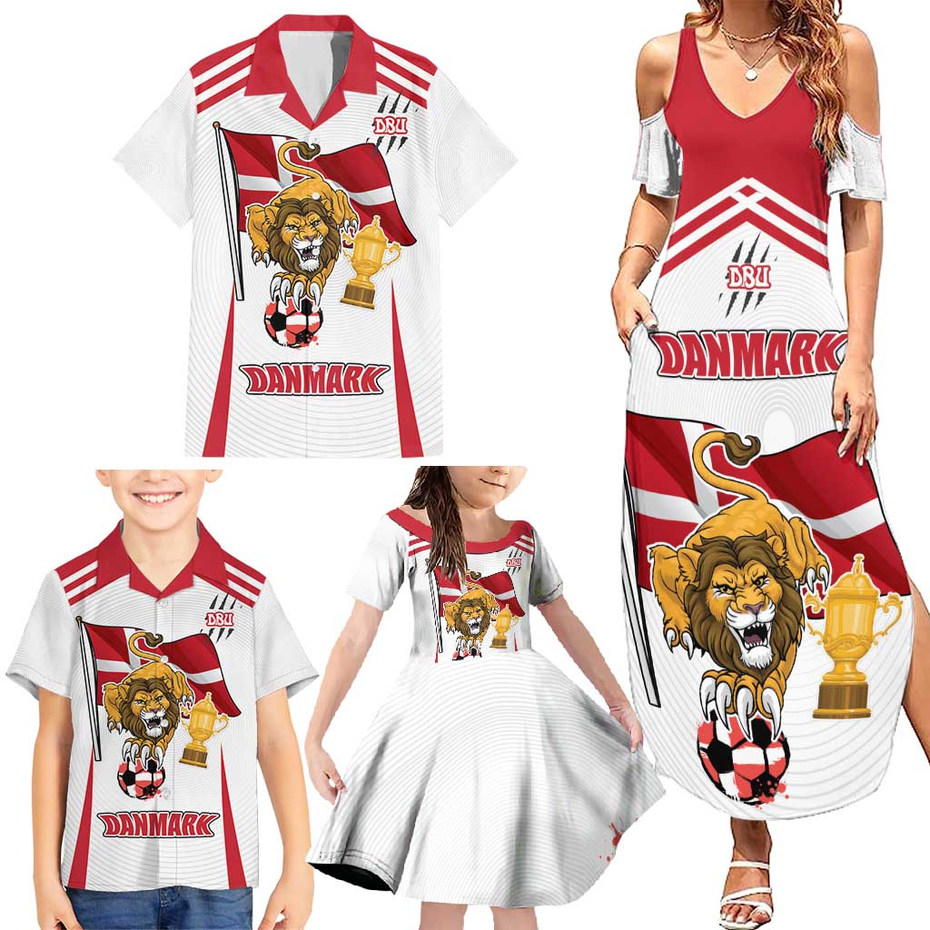 Custom Danmark Football Go Champions Family Matching Summer Maxi Dress and Hawaiian Shirt Denmark Sporty Style