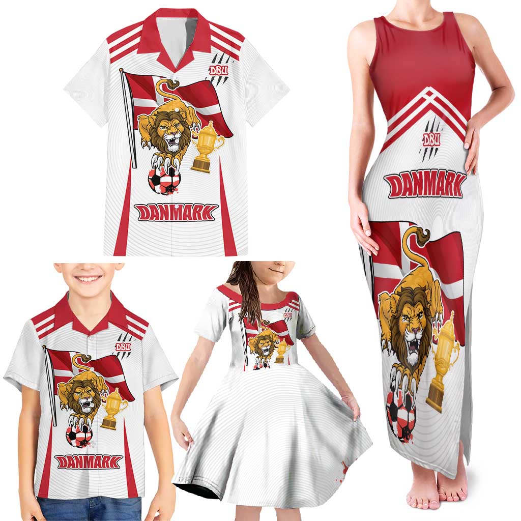 Custom Danmark Football Go Champions Family Matching Tank Maxi Dress and Hawaiian Shirt Denmark Sporty Style