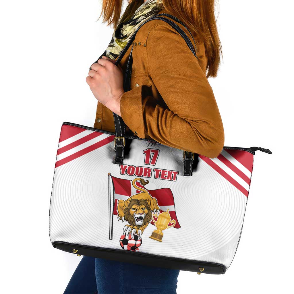 Custom Danmark Football Go Champions Leather Tote Bag Denmark Sporty Style