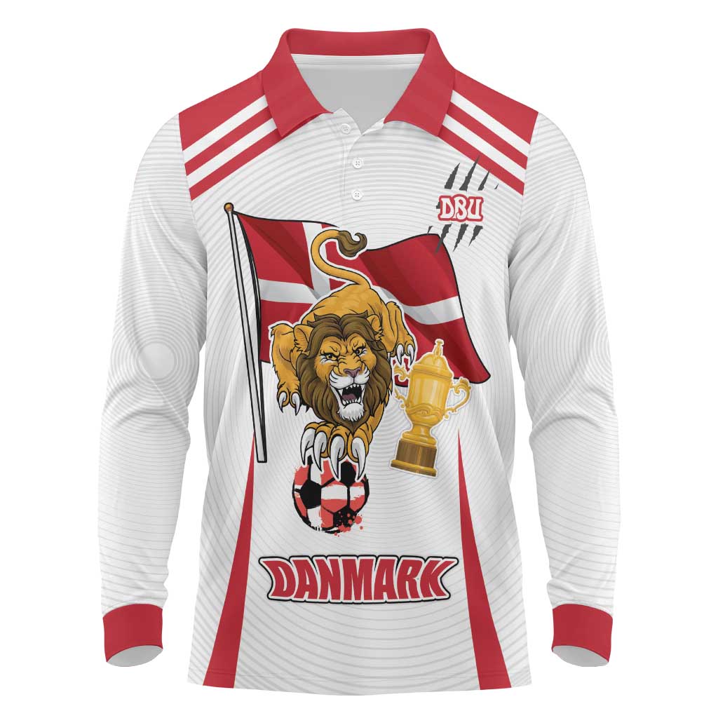 Custom Danmark Football Go Champions Long Sleeve Polo Shirt Denmark Sporty Style