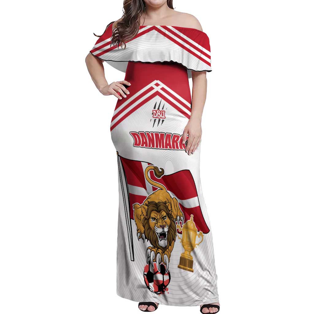 Custom Danmark Football Go Champions Off Shoulder Maxi Dress Denmark Sporty Style