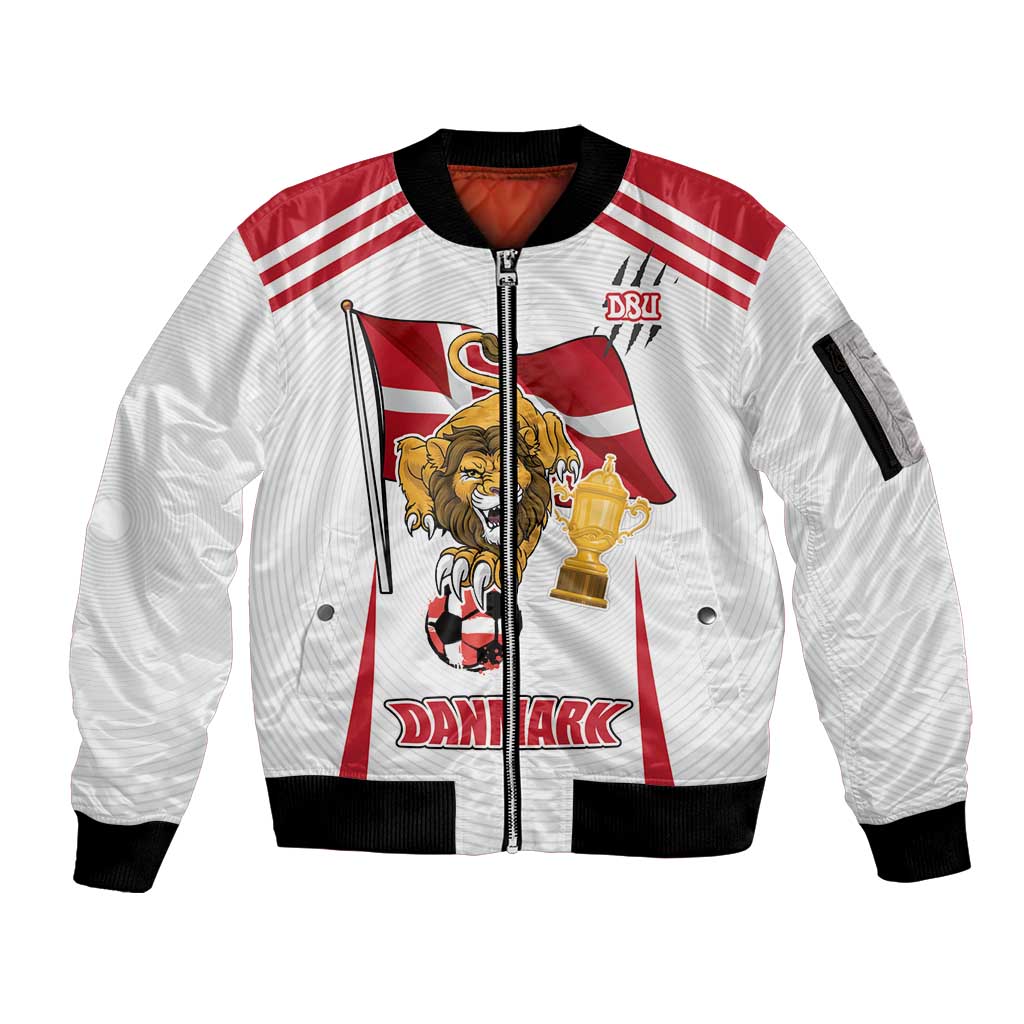 Custom Danmark Football Go Champions Sleeve Zip Bomber Jacket Denmark Sporty Style