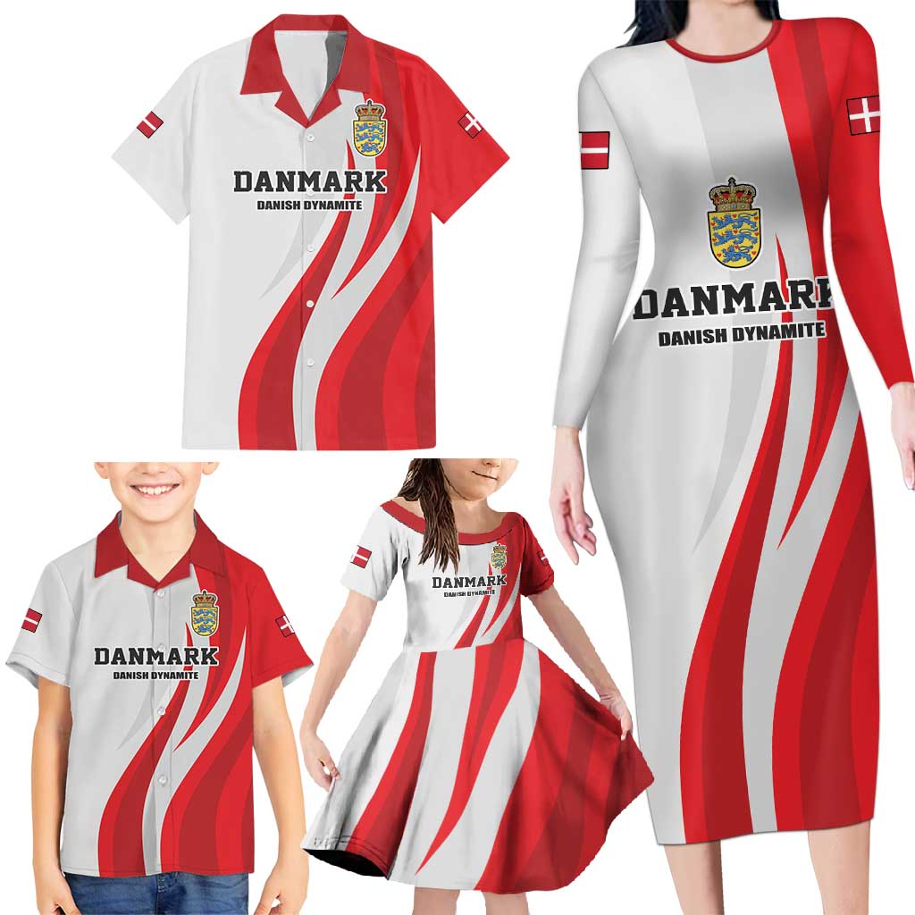 Personalized Danmark Football Family Matching Long Sleeve Bodycon Dress and Hawaiian Shirt Denmark Sporty Style Danish Dynamite