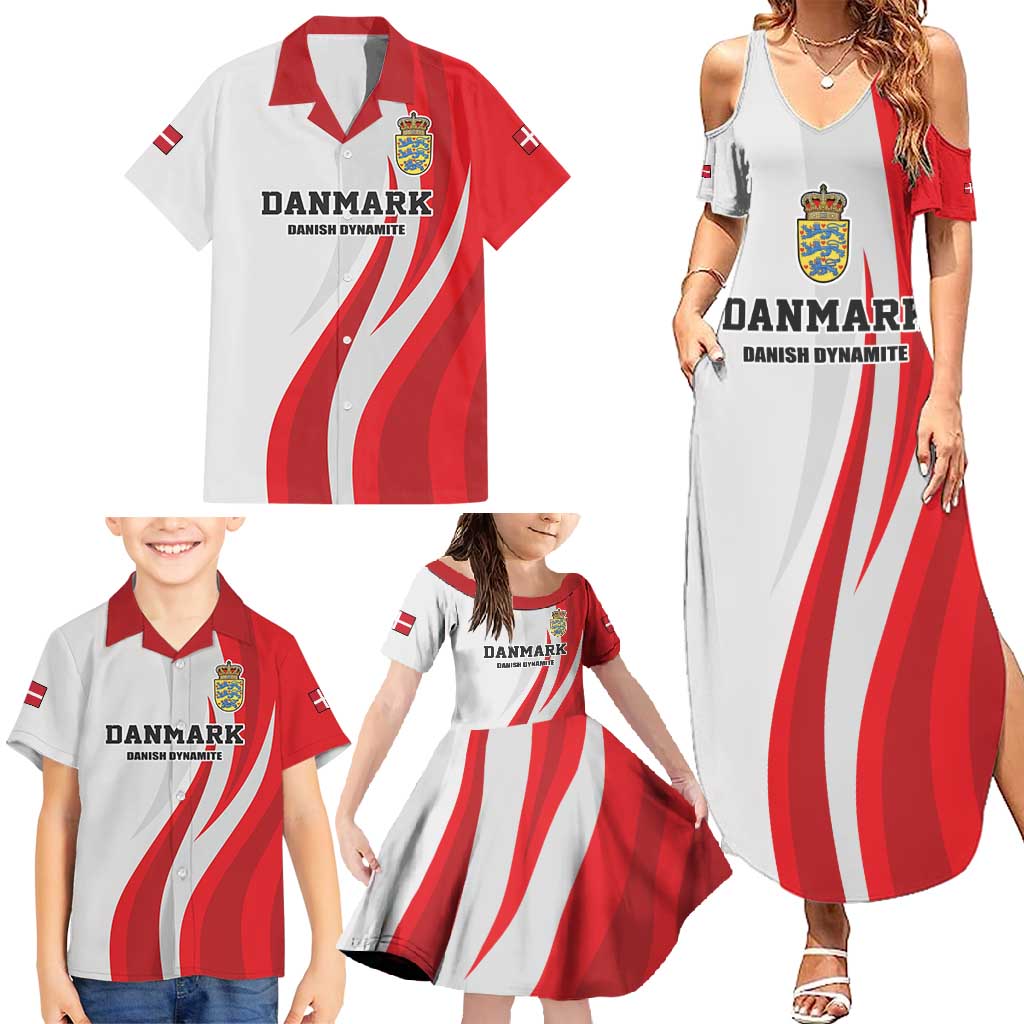 Personalized Danmark Football Family Matching Summer Maxi Dress and Hawaiian Shirt Denmark Sporty Style Danish Dynamite