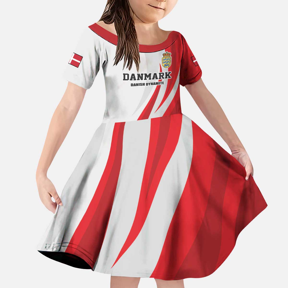 Personalized Danmark Football Kid Short Sleeve Dress Denmark Sporty Style Danish Dynamite