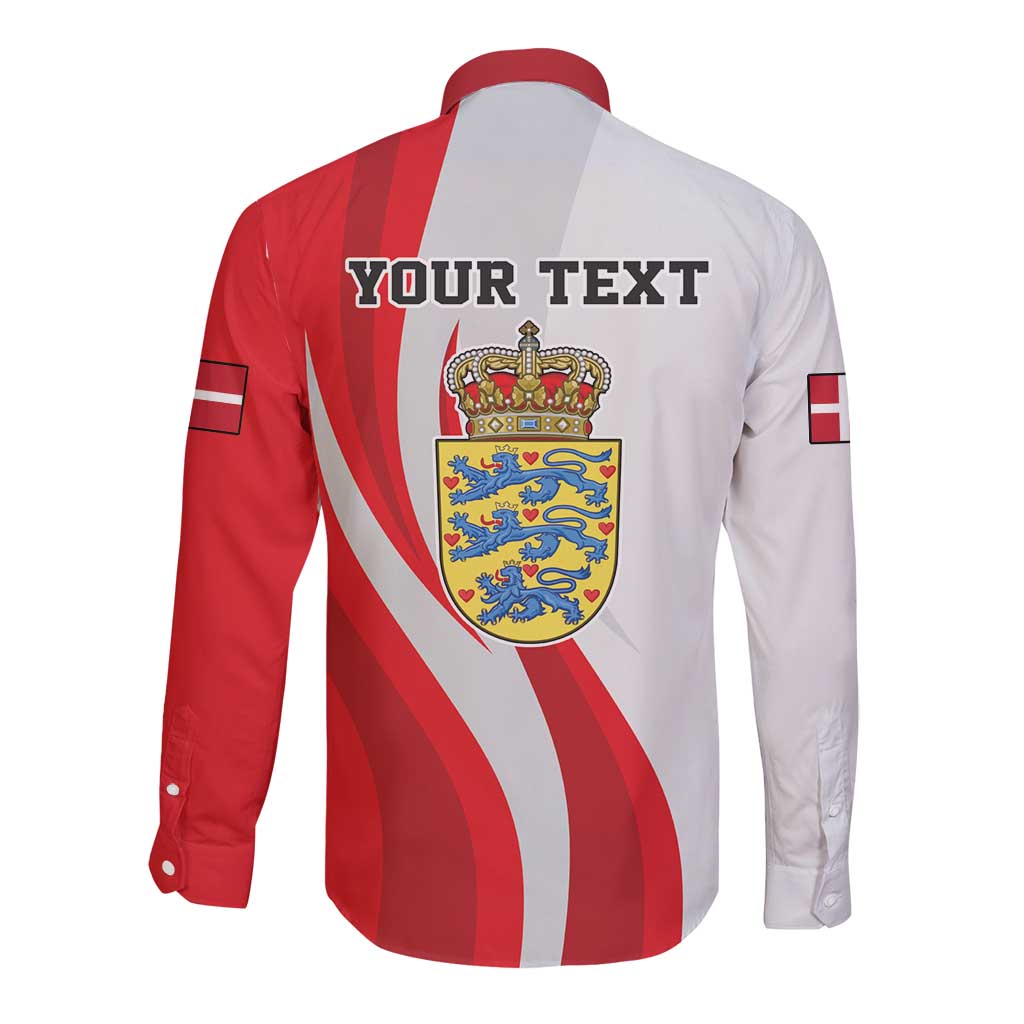 Red and white long-sleeve button football shirt with YOUR TEXT back print and crest