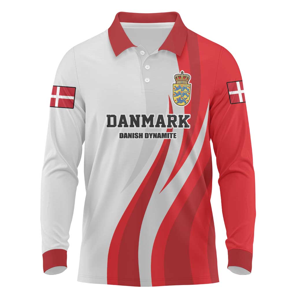 Personalized Danmark Football Long Sleeve Polo Shirt Denmark Sporty Style Danish Dynamite