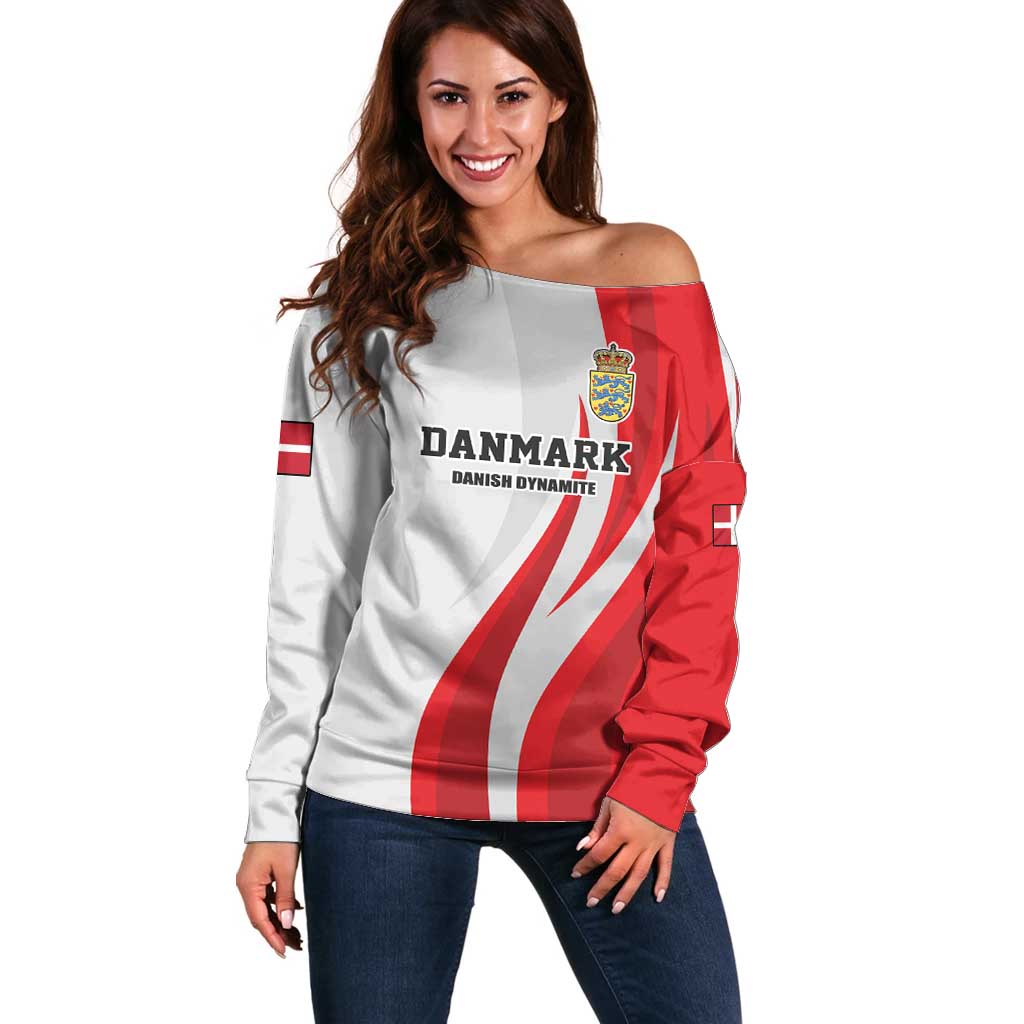 Personalized Danmark Football Off Shoulder Sweater Denmark Sporty Style Danish Dynamite