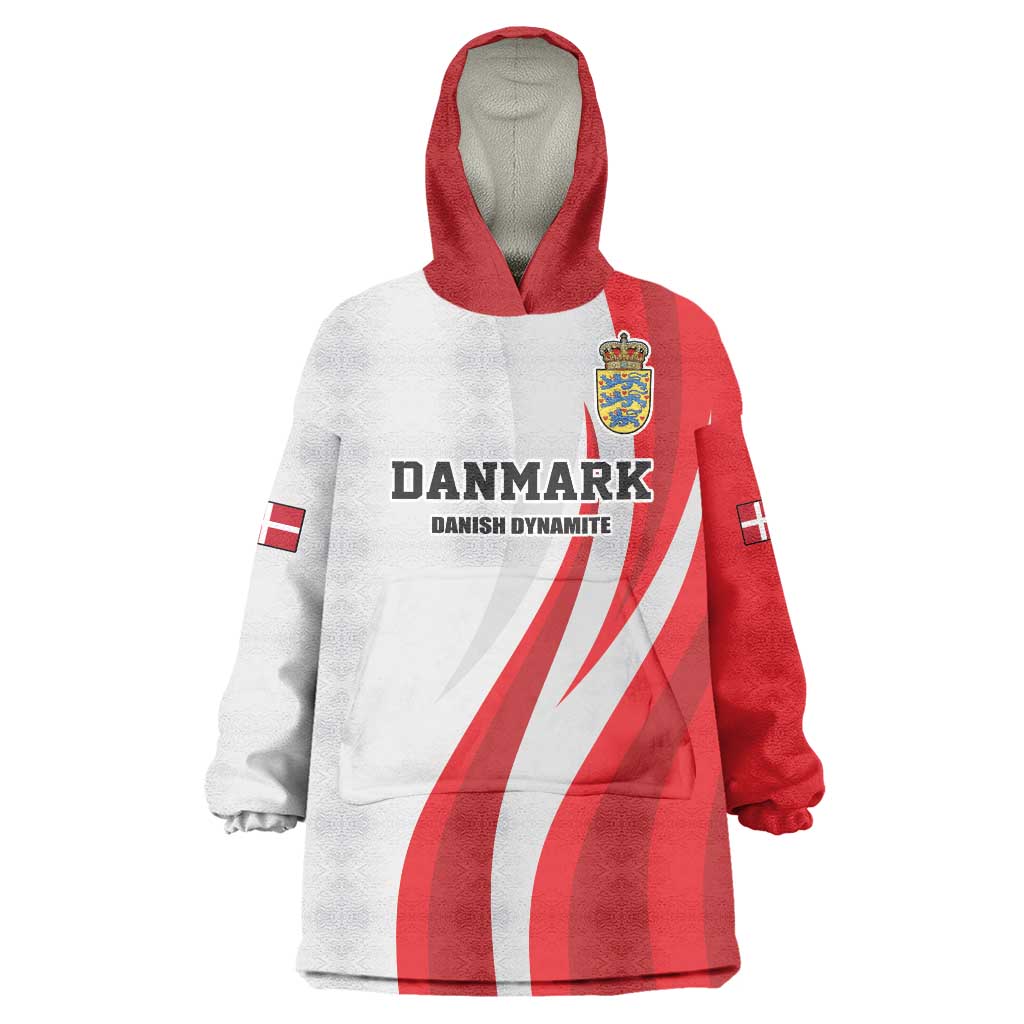 Personalized Danmark Football Wearable Blanket Hoodie Denmark Sporty Style Danish Dynamite