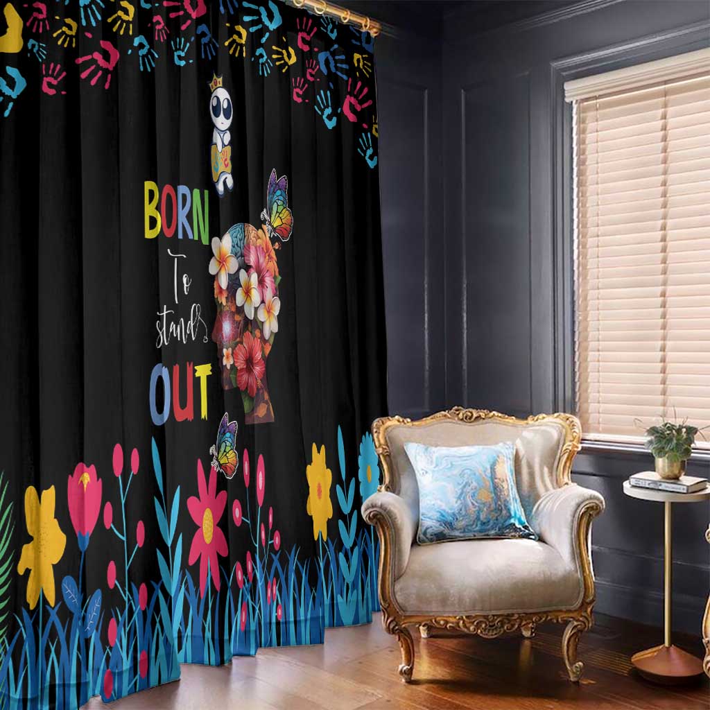 Born to Stand Out Autism Awareness Window Curtain Brain Mind and Yippee!