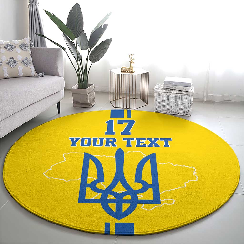Custom Ukraine Football Round Carpet Yellow Style