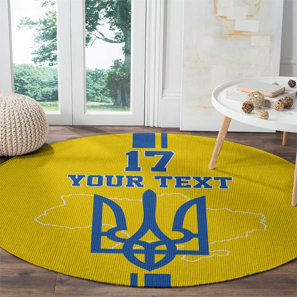Custom Ukraine Football Round Carpet Yellow Style