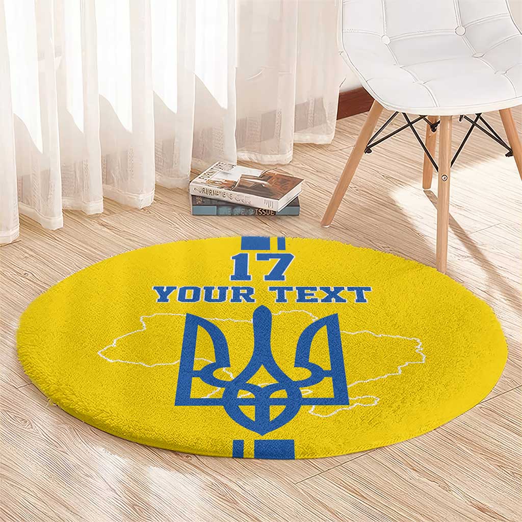 Custom Ukraine Football Round Carpet Yellow Style