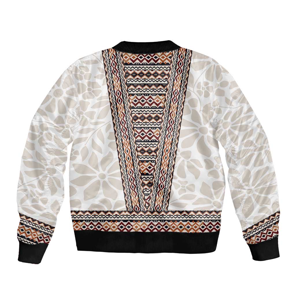 Danmark Traditional Patern with Daisy Bomber Jacket Danish Patern Simple Style