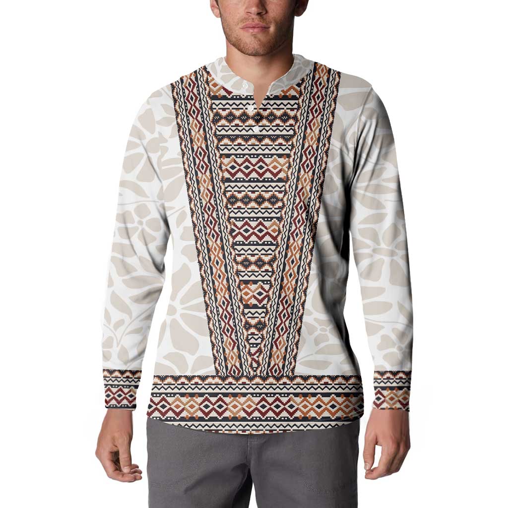 Danmark Traditional Patern with Daisy Button Sweatshirt Danish Patern Simple Style