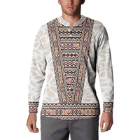 Danmark Traditional Patern with Daisy Button Sweatshirt Danish Patern Simple Style