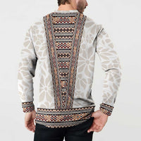 Danmark Traditional Patern with Daisy Button Sweatshirt Danish Patern Simple Style