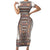 Danmark Traditional Patern with Daisy Short Sleeve Bodycon Dress Danish Patern Simple Style