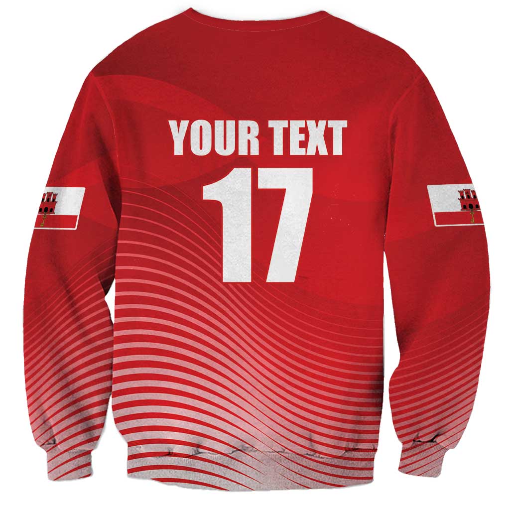 Red crewneck sweatshirt back print with YOUR TEXT and number 17, long sleeves