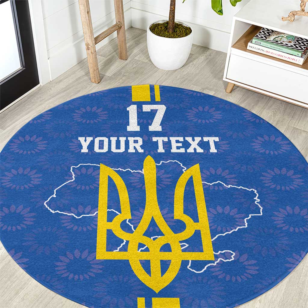 Custom Ukraine Football Round Carpet Blue Style