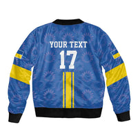 Custom Ukraine Football Sleeve Zip Bomber Jacket Blue Style