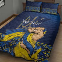 Personalized Ukraine Independence Day Quilt Bed Set Monument Nezalezhnosti
