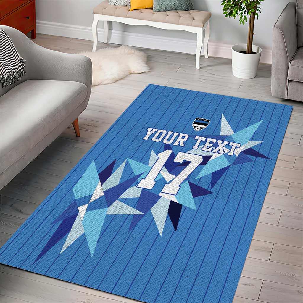 Custom Estonia Football Area Rug Retro Jersey Blue Version
