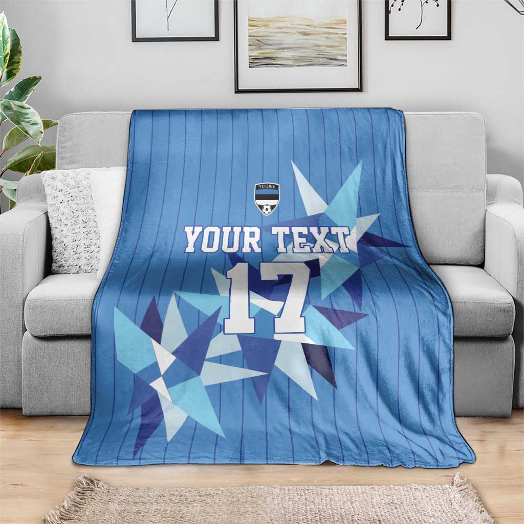 Custom Estonia Football Blanket Retro Jersey Blue Version