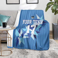 Custom Estonia Football Blanket Retro Jersey Blue Version