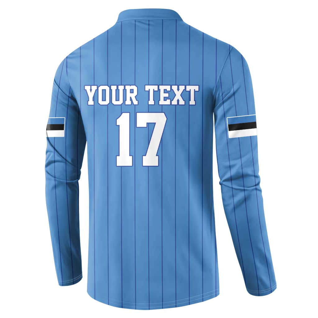 Custom Estonia Football Button Sweatshirt Retro Jersey Blue Version