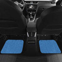 Blue car floor mats for rear seats with 'YOUR TEXT 17' text, jersey-style surface