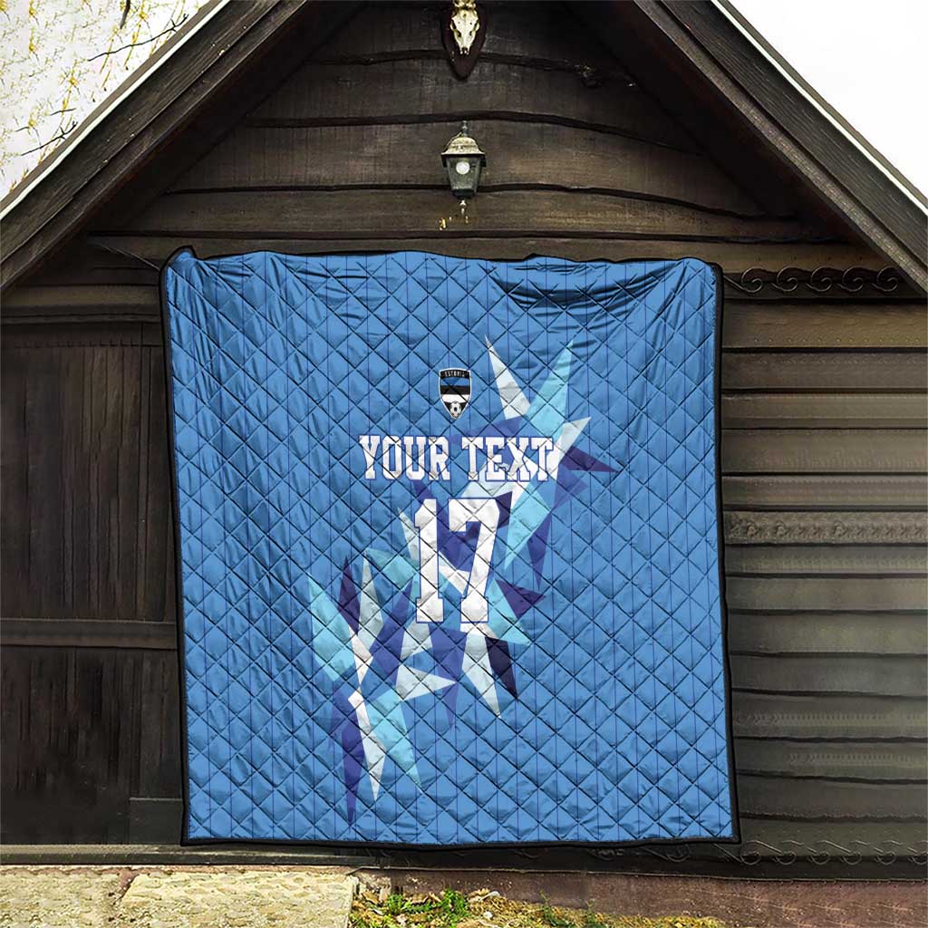 Custom Estonia Football Quilt Retro Jersey Blue Version