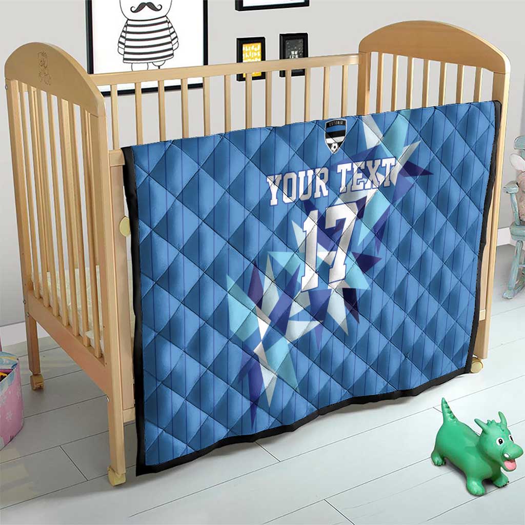 Custom Estonia Football Quilt Retro Jersey Blue Version