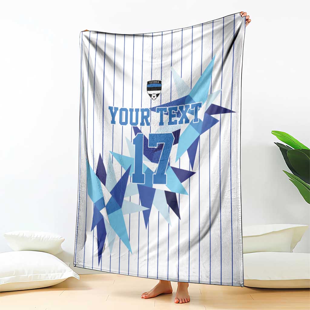 Custom Estonia Football Blanket Retro Jersey White Version