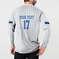 Custom Estonia Football Button Sweatshirt Retro Jersey White Version