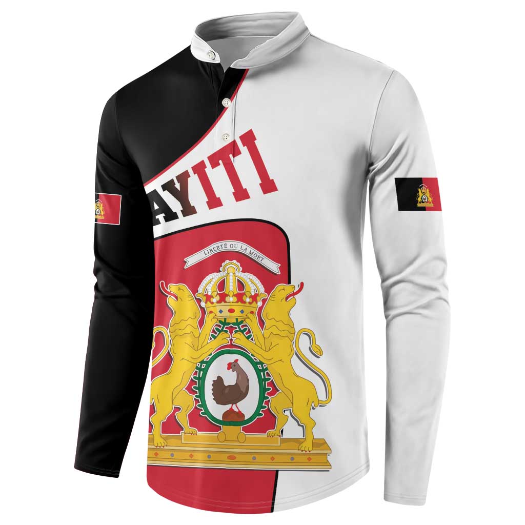 Button sweatshirt with diagonal front crest graphic, long sleeves, red/black/white