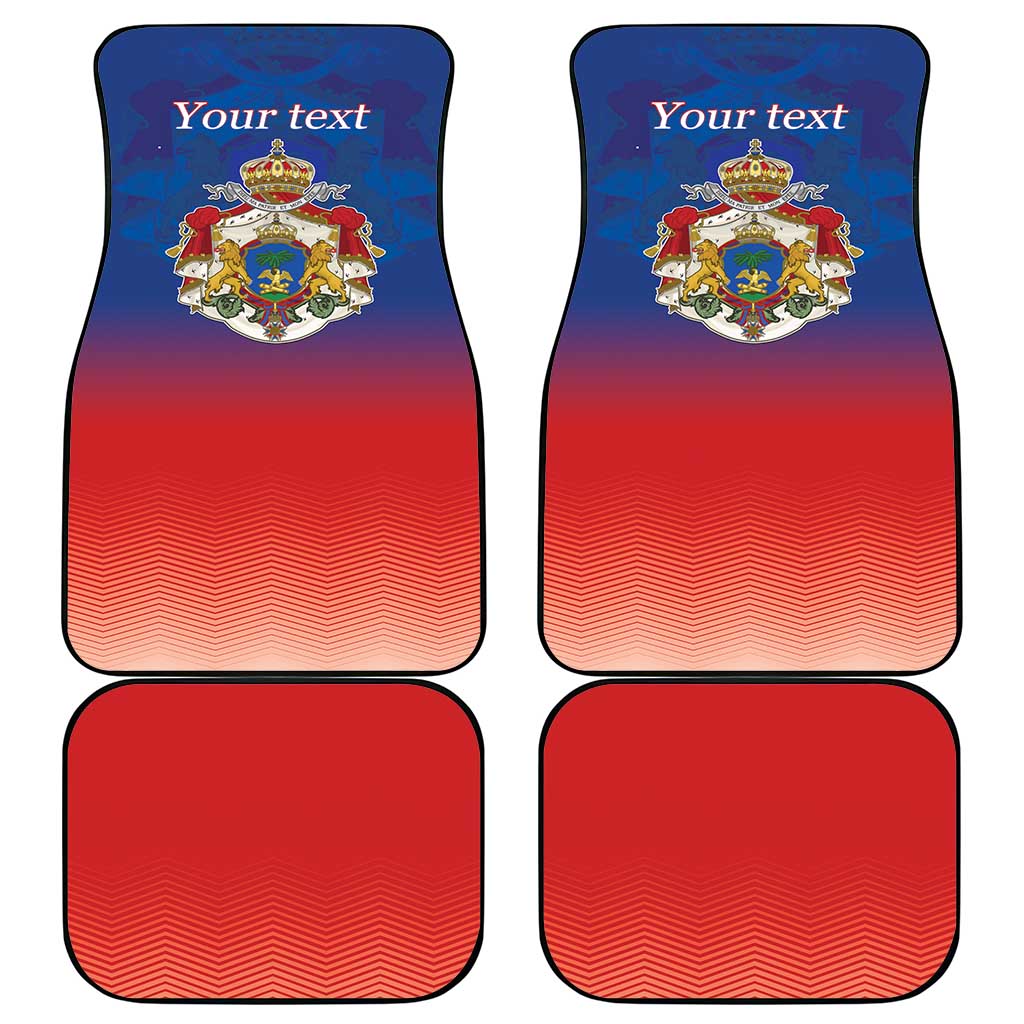 Four-piece car mat set: two front and two back mats with Haiti crest on blue-red gradient