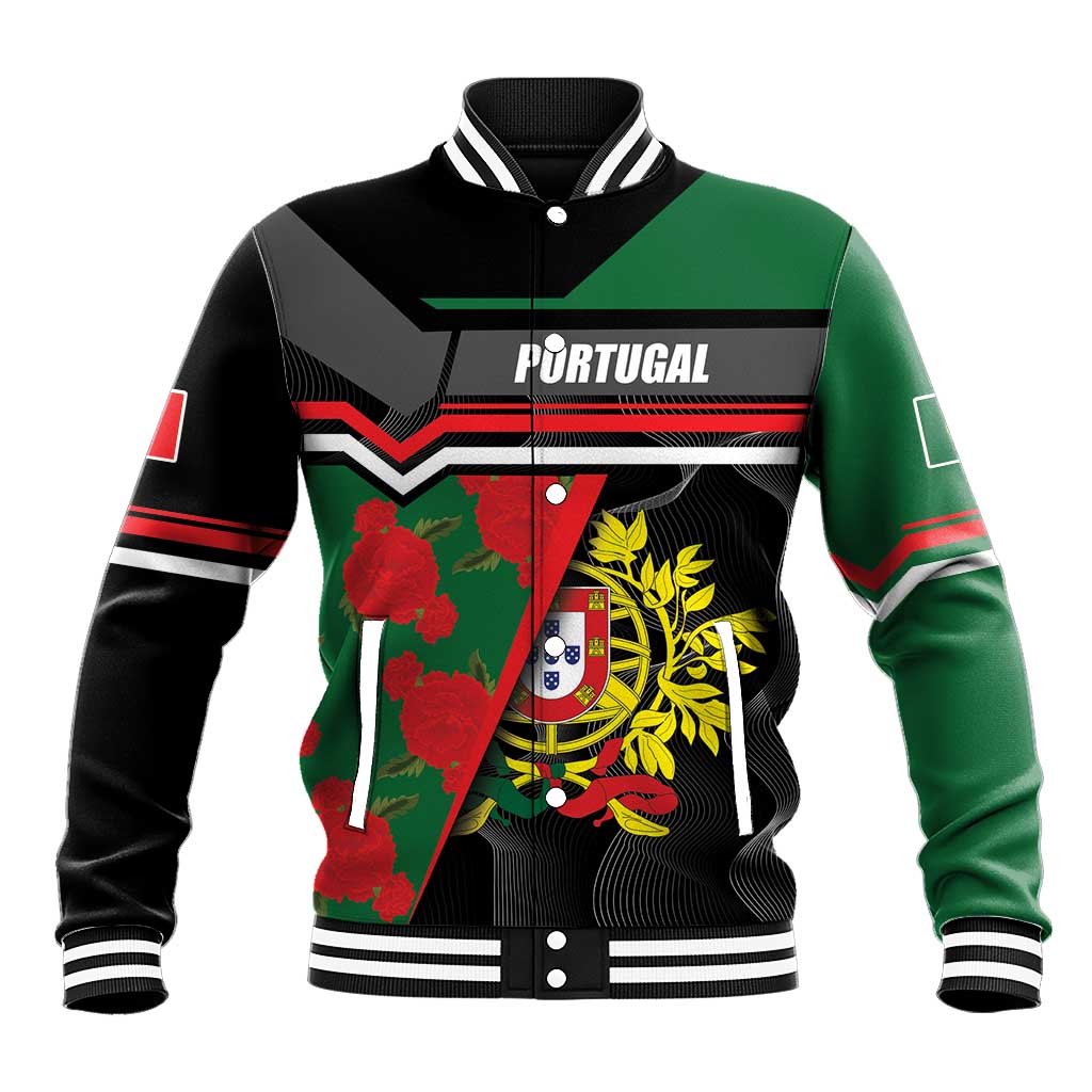 Personalized Portugal Coat of Arms with Carnation Baseball Jacket Portuguese Bandeira Verde-Rubra